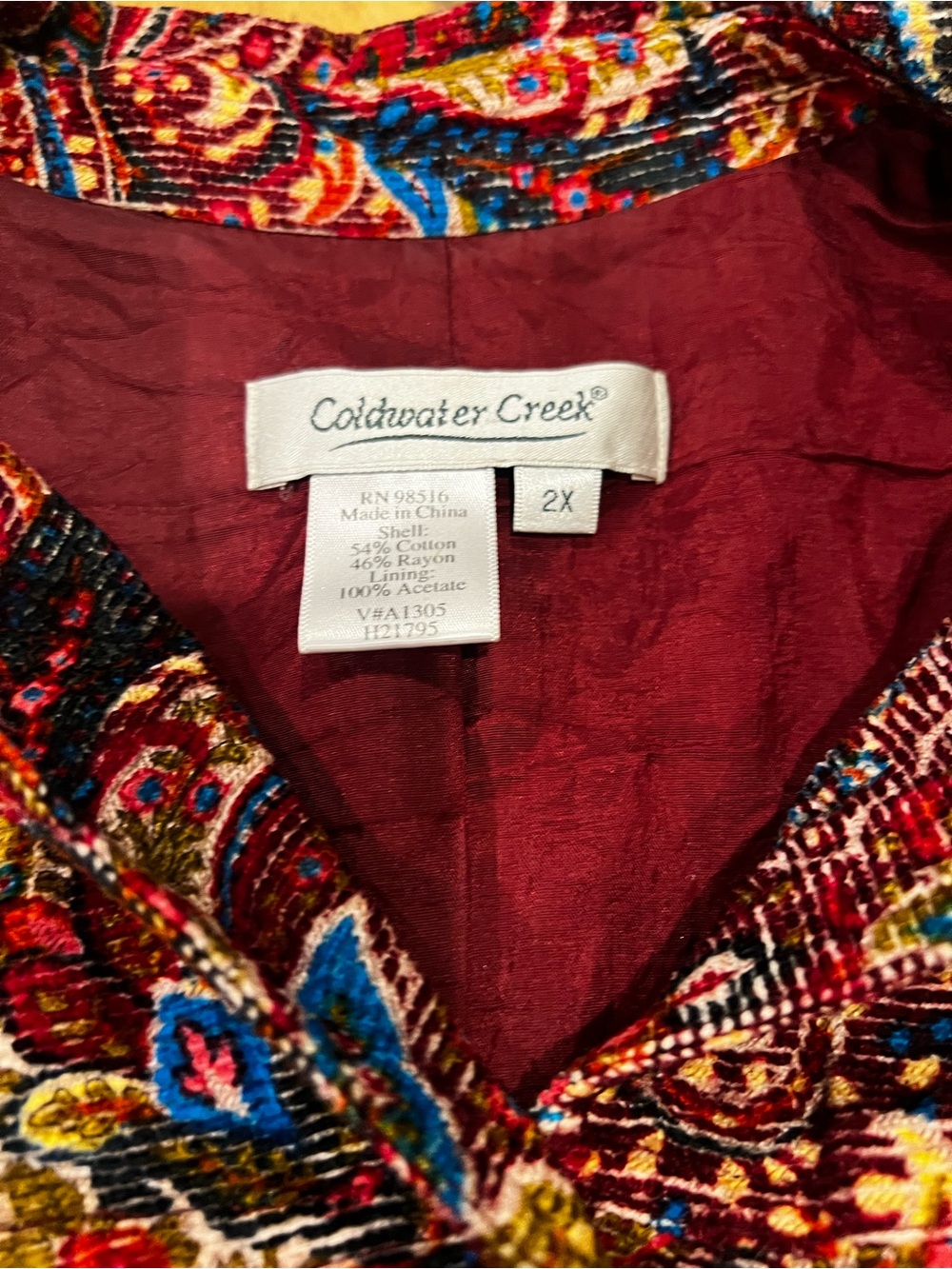 Coldwater Creek Paisley Tapestry Jacket Women’s 2X Boho Southwestern Artsy Fall - Picture 3 of 8